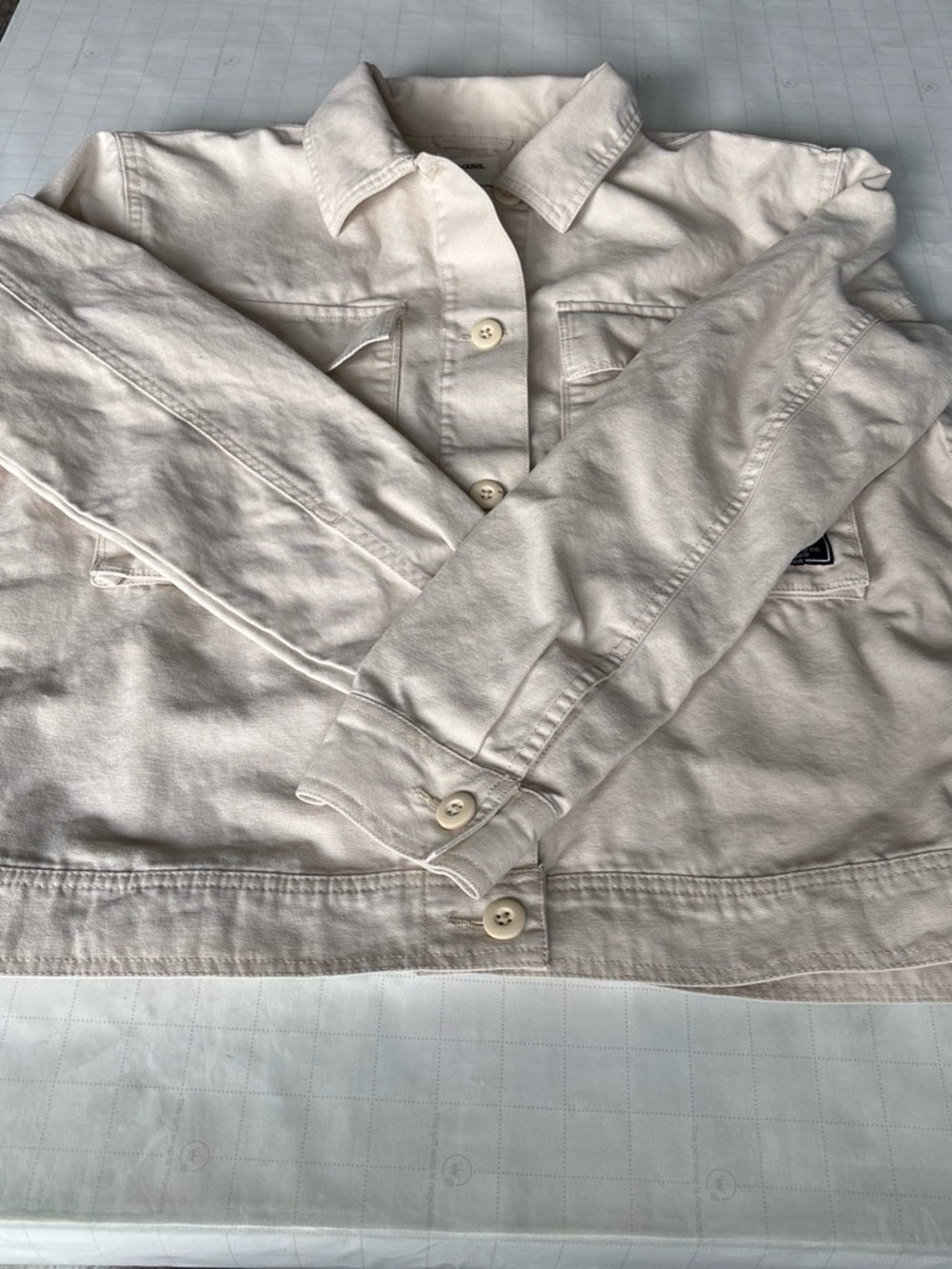 Vans Cream Collared Cotton Shirt Jacket